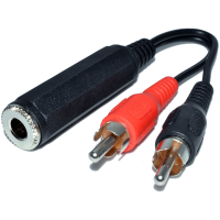 6.35mm Jack Socket to Twin RCA Phono Plugs Adapter Cable 10cm