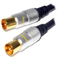 Pure OFC HQ RF TV Aerial Coaxial Lead Gold Male Plug To Plug 2m