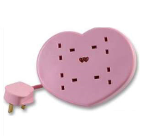 Pink 4 Gang Heart Shaped Extension Socket With Power Indicator 2m