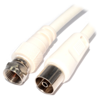 HQ RF Coax Socket to F Connection Male Cable Lead 2m White