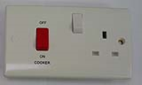 Masterplug 45A Cooker Switch Control Unit with 13A Plug Socket WHITE