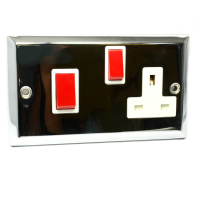 Masterplug 45A Cooker Switch Control Unit with 13A Plug Socket CHROME