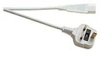 White 3 Pin UK Mains Plug to IEC 10A Hot Mains Power Cable Lead 1m