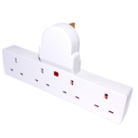 Plug-In 4 Way Mains Wall Socket Adapter No Trailing Wire
