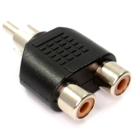 Phono Splitter/Joiner Adapter Twin RCA Sockets to Phono Plug Nickel