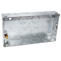 Flush Double Galvanised Steel Back Box With Fixed lugs 25mm