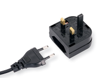Europe Plug Socket to UK Plug Pins Travel Adapter 3 amps Fused BLACK