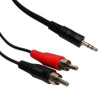 3.5mm Stereo Jack to 2 RCA Phono Plugs Audio Cable Lead Nickel 5m