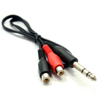 6.35mm Stereo Jack Plug to Twin Phono Sockets Adapter Cable 50cm