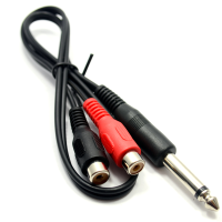 6.35mm Mono Jack Plug to Twin Phono Sockets Adapter Cable 50cm
