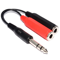 6.35mm Stereo Jack Plug to Twin 6.35mm Mono Sockets 0.15m 15cm