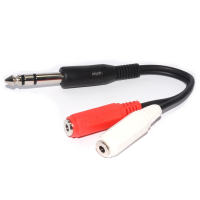 6.35mm Stereo Jack Plug to 2x 3.5mm Stereo Sockets Adapter Cable 15cm