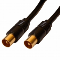 RF Coaxial TV Aerial Lead Coax Male Plug to Plug Black Cable GOLD 1.5m