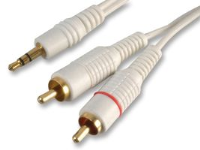 3.5mm Stereo Jack Plug to Twin Phono Plugs Cable White 1.2m