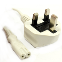 Power Cord UK Plug to Figure 8 Lead for LED TVs Cable C7  1m White