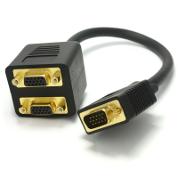 HQ Male VGA to 2 x Female VGA Splitter Gold Connections 0.2m 20cm