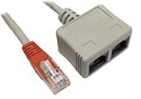 Cable Economiser Plug Twin Sockets (2x Voice) RJ45 CAT5E Adapter