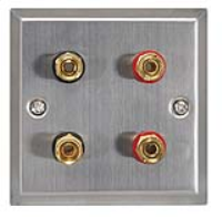 Flush Mount Steel Wall Speaker Faceplate 4 x 4mm Gold Binding Posts