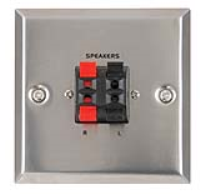 Flush Mount Steel 2 x Speaker Red and Black Spring Terminal Faceplate