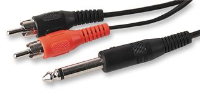 6.35mm Mono Jack Plug to Twin Stereo Phono Plugs Cable 20cm
