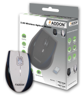 ADDON 2.4G Nano Receiver Wireless 5 Button Optical Mouse Silver