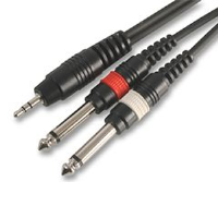 PULSE Shielded 3.5mm Stereo Jack to 2 x 6.35mm Mono Jack Cable 1.2m