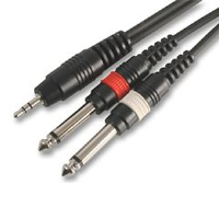 PULSE Shielded 3.5mm Stereo Jack to 2 x 6.35mm Mono Jack Cable 3m