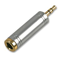 6.35mm Stereo Socket to 3.5mm Stereo Male Jack Pearl Chrome Adapter