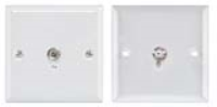 Mercury Flush Wall Mount TV RF Coaxial Socket Steel Faceplate WHITE