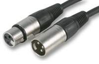 Nickel XLR Male Plug To XLR Female Socket Black Extension Lead  6m