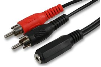 3.5mm Stereo Jack Socket to Twin RCA Phono Plugs Cable 0.5m 50cm