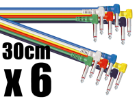 6.35mm Mono Mixing Desk Screened Patch Cables Pack of 6 30cm 0.3m