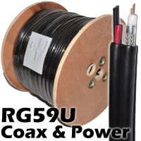 CCTV Cable Reel Coax And Power RG59+2 Shotgun Lead CCA/CCS Black 100m