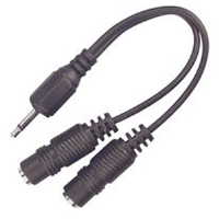 3.5mm Mono Jack Plug to Twin Mono Sockets Y Splitter Audio Cable 20cm