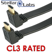 HDMI 3DTV High Speed with Ethernet 1.4 Right Angled CL3 Flat Cable 1m