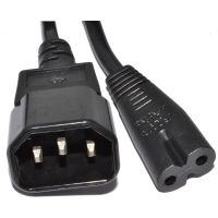 IEC C14 3 pin Male Plug to Figure of 8 C7 Plug Power Adapter Cable 2m