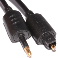 Black Fibre Optic Audio Cable TOSlink Plug to OPTICAL 3.5mm Jack 1m