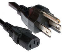 Power Cord US 3 Pin Plug to C13 IEC Mains Lead Cable 2m