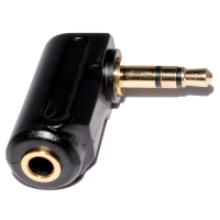 3.5mm Stereo Jack Socket to 3.5mm Stereo Male Right Angle Plug Gold