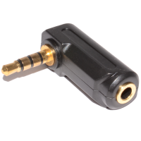4 Pole 3.5mm Jack Socket to Right Angle Plug AV Cable Adapter GOLD