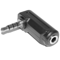 4 Pole 3.5mm Jack Socket to Right Angle Plug AV Cable Adapter Nickel