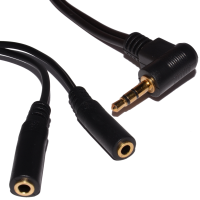 3.5mm Right Angle Stereo Jack Audio Splitter Adapter Cable Lead 20cm