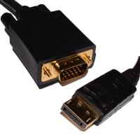 DisplayPort Plug to VGA 15 Pin Male Plug Video Cable GOLD 2m