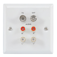 Flush Mount TV & Satellite with 4x RCA Audio Sockets Faceplate WHITE