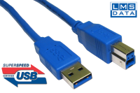 LMS DATA USB 3.0 SuperSpeed Type A Plug to B Plug Cable Blue 1.8m