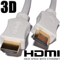 HDMI 1.4 High Speed Cable for 3D TV with Ethernet & ARC White   0.5m