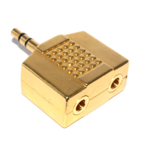 HQ 3.5mm Stereo Plug to Twin Sockets Y Splitter Shielded Adapter GOLD