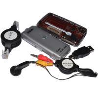 Portable Traveller Media Kit 4 Port Hub/Card Reader/Earphones/Cables