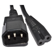 IEC C14 3 pin Male Plug to Figure of 8 C7 Plug Power Adapter Cable 1m