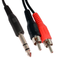 6.35mm Stereo Jack Plug to Aux RCA Phono Plugs OFC Audio Cable 2m